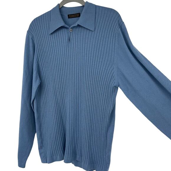 Vintage Metropolitan by Lord & Taylor 100% Merino Wool Sweater Blue  XL - Picture 4 of 10